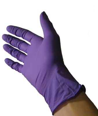 Purple nitrile glove